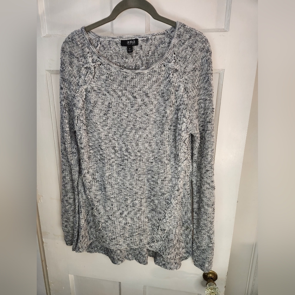 ANA A NEW APPROACH Women's Elegant Sweater Long Sleeve Round Neck Gray Size M